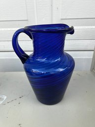 Optic Swirl Cobalt Blue Pitcher -JV