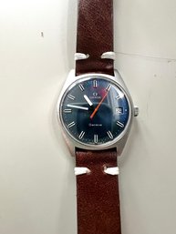 Vintage Omega Mens Watch With Gorgeous Blue Face