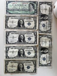 Silver Certificate Lot Plus Canadian Dollar