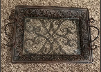 #58 - Metal And Glass Tray - C