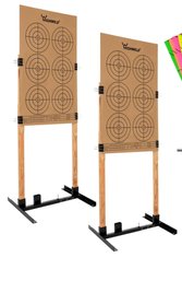 Brand New In Box- Two Adjustable Steel Base Target Stands For Paper Targets