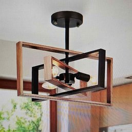 Brand New Industrial Rectangle Ceiling Light Rustic Retro  Farmhouse Rotatable Flush Mount Light