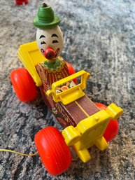 Vintage Fisher Price Jalopy Clown Pull Toy-JS