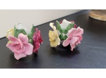 Porcelain Floral Candle Holders