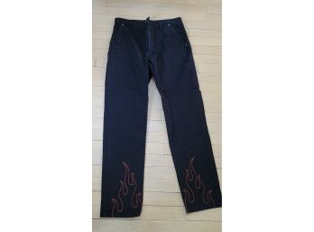 Womens Harley Davidson Flame Bottom Denim Pants Size 10