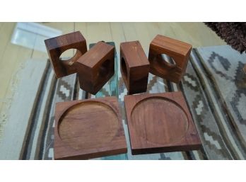 Wooden Napkin Rings And Bottle Coasters