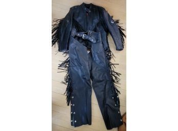 Hot Leather Fringe Jacket - Medium & Chaps - Small