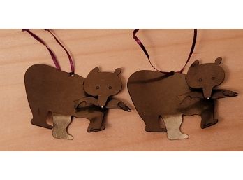 Two Bear Ornaments By Artist - Lesser