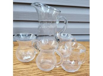 Glass Pitcher And Creamers