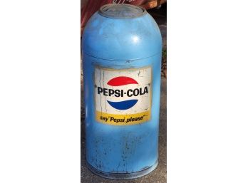 Vintage Pepsi Garbage Can With Metal Insert And Push Down Top