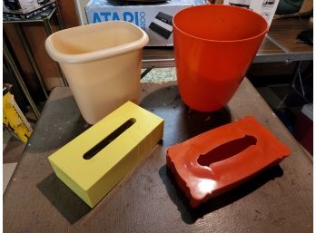 Vintage Bathroom Pails And Tissue Boxes