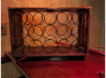 Wine Rack With Wood Slatted Side