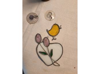 Stained Glass Chick And Heart