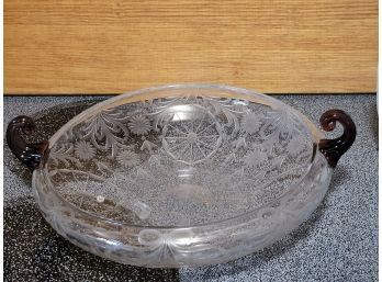 10' 1930s Glass Bowl - Has 3 Flecks In The Bottom