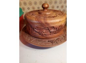 Wooden Covered Cake Server