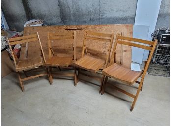 Set Of 4 Wooden Folding Chairs