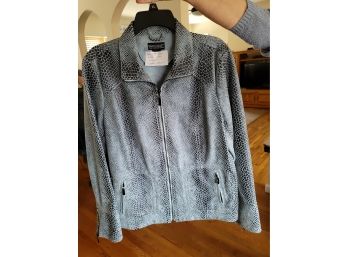 Ladies Large Blue & Black Faux Snake Skin Jacket