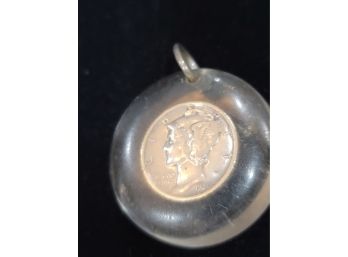 1936 Mercury Dime - Set In Acrylic - Pendant