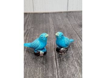 Pair Of Antique Blue Birds 3'