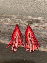 Cute Red Beaded Earrings