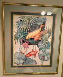 Paul Brent Florida Artist Print Of Koi Pond In Frame
