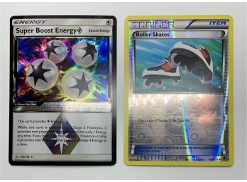 2014 Pokemon Trainer Card Roller Skates Reverse Holo, Plus 2018 Super Boost Energy Holo