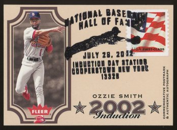 OZZIE SMITH Cardinals 2003 Fleer Hall Of Fame Induction Postmark #'D /202