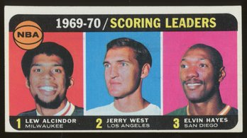 1970-71 TOPPS BASKETBALL '69-'70 SCORING LEADERS ~ ALCINDOR / WEST / HAYES