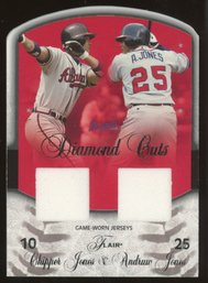 2005 FLAIR DIAMOND CUTS CHIPPER JONES, ANDRUW JONES GAME-USED JERSEY PATCHES