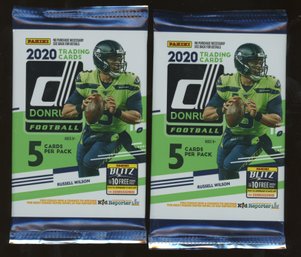 2020 Panini Donruss Football Retail Factory Sealed Pack With Exclusive Press Proof Yellow - LOT OF 2