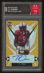 2021 LEAF VALIANT T.J. VASHER XRC AUTO - GOLD ~ TGA GEM MT 9.5/AUTO 10