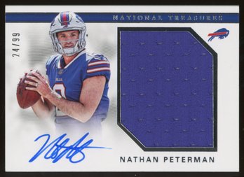 2017 PANINI NATIONAL TREASURES NATHAN PETERMAN ROOKIE PLAYER-WORN JERSEY PATCH AUTO #'D/99