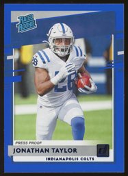 Jonathan Taylor 2020 Panini Donruss Blue Press Proof Rated Rookie Card #317