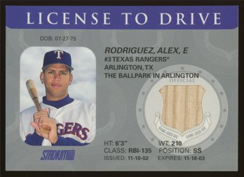 Alex Rodriguez 2003 Topps Stadium Club License To Drive Game Used Bat