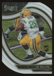 2020 Panini Select Field Level White Prizm Die-Cut AJ Dillon #365 Rookie RC