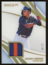 2021 PANINI IMMACULATE COLLECTION ANDRES GIMENEZ PLAYER-USED JERSEY PATCH #'D/25