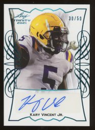 2021 Leaf Trinity Kary Vincent Jr. Rookie Autograph #'D/50