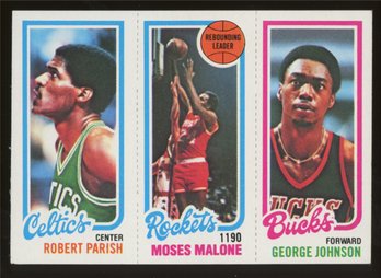 1980-81 Topps Basketball Robert Parish/Moses Malone/George Johnson Rookie