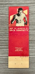 Jack Dempsey Rare Pop Up Match Book Cover