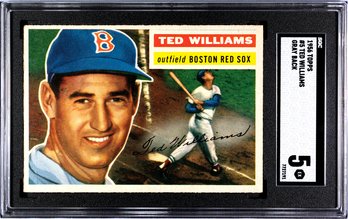 1956 TOPPS #5 TED WILLIAMS GRAY BACK BASEBALL CARD
