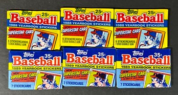 1988 & 1989 TOPPS BASEBALL YEARBOOK STICKERS PACKS FACTORY SEALED