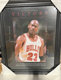 Michael Jordan Chicago Bulls VICTORY Poster Framed ( Smaller Version) By Costacos Brothers