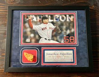 Jonathan Papelbon Photograph With Piece Of Fenway Park Brick ( Brick Is Loose)