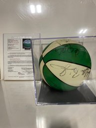 Autographed Larry Bird , Kevin Mchale, Robert Parish Boston Celtics Team Signed Big Three Basketball JSA COA