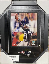 Deon Branch Autographed Framed NEW ENGLAND PATRIOTS Signed Photo With JSA Coa