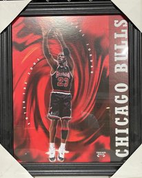 Michael Jordan ENTER THE ZONE Chicago Bulls Poster Framed ( Smaller Version) By Costacos Brothers