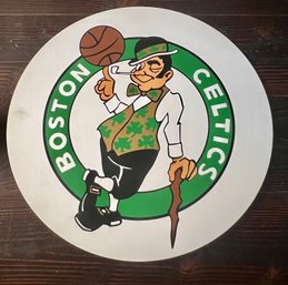 Large High Quality Boston Celtics Wooden Wall Display Featuring Lucky The Leprechaun NBA Licensed
