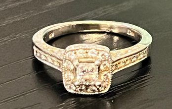 DIAMOND ENGAGEMENT RING 1/2 CT TW PRINCESS CUT 14KT WHITE GOLD SIZE 5.5 $1800 RETAIL