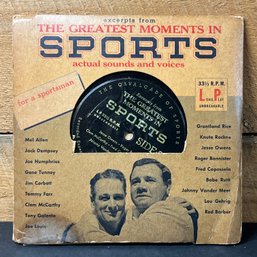 The Greatest Moments In Sports 33 1/3 RPM Record Babe Ruth Lou Gehrig On Cover