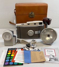 Vintage Polaroid 800 Land Camera With Light Attachment & Leather Case (PICKUP ONLY)